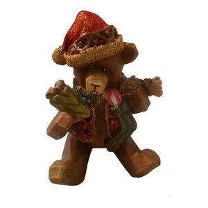Teddy Bear Hand Made Hand Carved Wooden Collectible Unique Christimas Bear Item